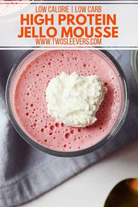 Jello Mousse | High Protein Jello Mousse | Keto Mousse | Low Carb Mousse | Keto Dessert Recipes | Low Carb Dessert Recipes | High Protein Recipes | TwoSleevers | #twosleevers #jello #mousse #highprotein #ketorecipes High Protein Jello, Jello Protein, High Protein Low Carb Dessert, Cherry Jello Recipes, Protein Jello, Black Cherry Jello, Keto Cheesy Chicken, Keto Jello, Cheesy Chicken Fritters