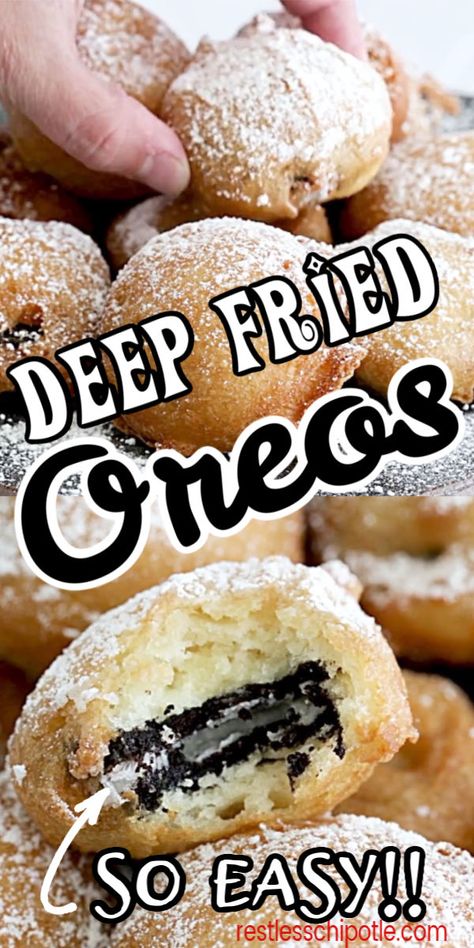 Deep Fried Oreo, Deep Fried Desserts, Deep Fryer Recipes, Deep Fried Oreos, Deep Fried Recipes, Desserts Summer, Fried Dessert, Fried Oreos, Healthy Summer Desserts