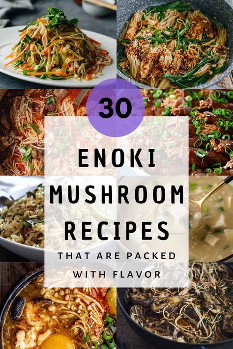 These enoki mushroom recipes have tons of inspiration to help home cooks discover delicious ways to use the delicate mushrooms. You’ll find tons of ideas including soups, stir fries, appetizers, snacks, and much more. #enoki #mushrooms #produce #recipes Enoki Mushroom Recipes, Hen Of The Woods Recipe, Enoki Mushroom Recipe, Chicken Leg Quarter Recipes, Hen Of The Woods, Asian Ingredients, Mushrooms Recipes, Shitake Mushrooms, Enoki Mushrooms