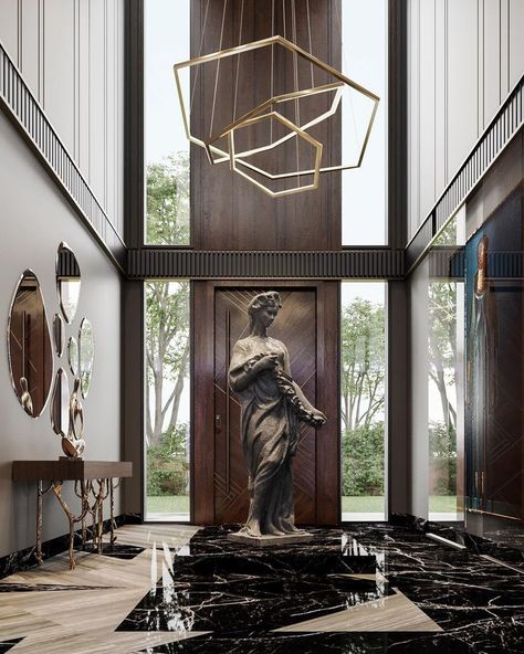 Outstanding and elegant entryway inspiration Color Palette With Black, Luxe Dining Room, Contemporary Entrance, Luxury Houses Entrance, Contemporary Entryway, Entryway Design, Stunning Interior Design, Architect Design House, Entry Way Design