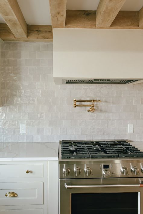 Beach House Tour, Gray Tile, White Kitchen Backsplash, Gray House, Square Kitchen, Back Wallpaper, Diy Backsplash, Kitchen Backsplash Designs, Creative Kitchen