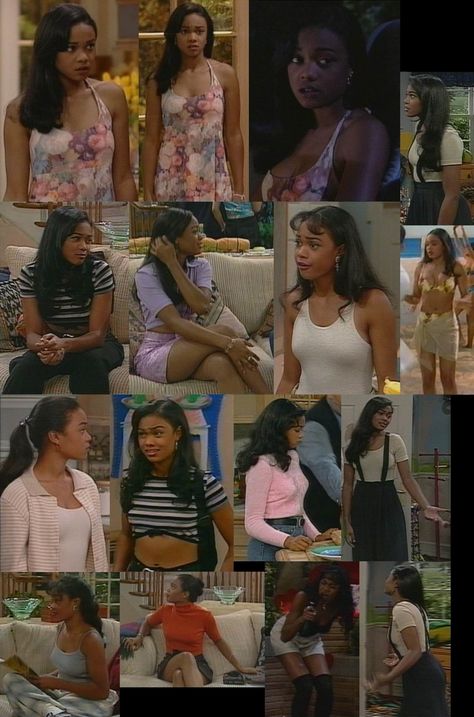 Tatiana Ali 90s, Tatiana Ali, Fresh Prince Outfits, Prince Outfit, Tatyana Ali, Fresh Prince, Aesthetic Hair, Style Board, Fashion Show