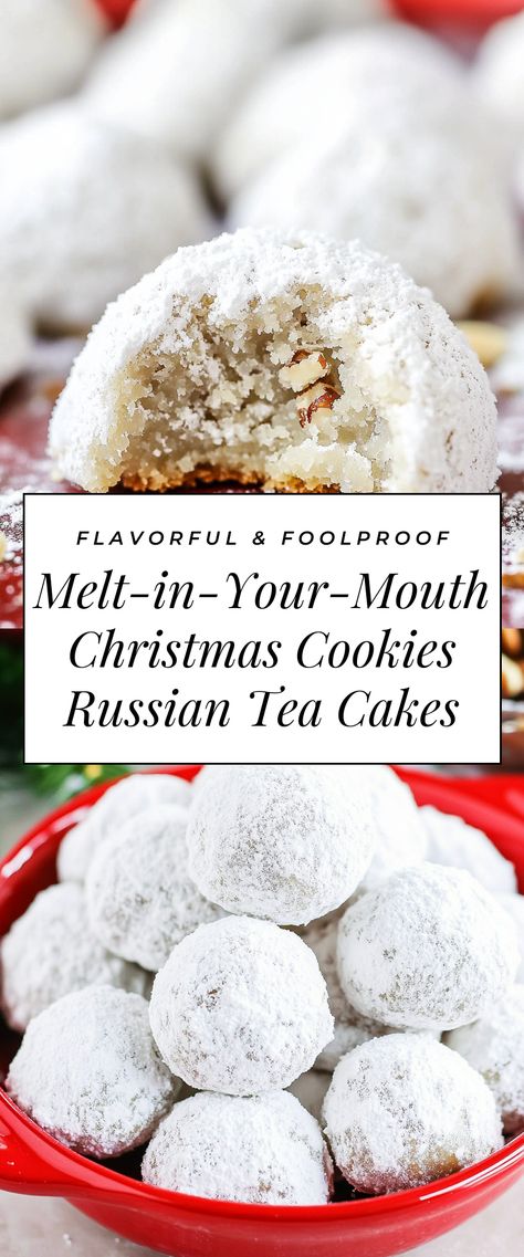 Image for Melt-in-Your-Mouth Christmas Cookies Russian Tea Cakes Russian Teacakes Cookies, Buttery Russian Tea Cakes, Christmas Cookie White Russian, Russian Wedding Cookies, Russian Tea Cake Cookies Recipe, Russian Tea Balls Recipe, Rum Ball Cookies Christmas, Russian Tea Cookies Recipe, Russian Rock Cookies