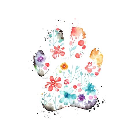 watercolor paw print, dog paw print, flower p Flower Paw Print, Watercolor Paw Print, Floral Paw Print, Paw Print Nails, Puppy Paw Print, Dog Watercolor Painting, Wallpaper Studio, Dog Print Tattoo, Nouveau Tattoo