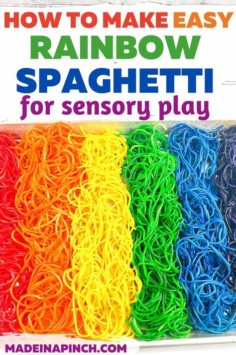 Dye Pasta, Preschool Colors Crafts, Food Play Activities, Kids Sensory Bins, How To Dye Noodles, Noodle Crafts For Kids, Rainbow Sensory Play, Color Sensory Bin, Pre K Sensory Activities