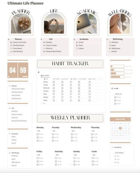 #Notion_Life_Planner_Template #Goals_School #Notion_Productivity #Life_Planner_Template Goals School, Notion Productivity, Study Planner Free, Life Planner Template, Life Template, Notion Aesthetic, Life Planner Organization, Aesthetic Notion, Planner Writing