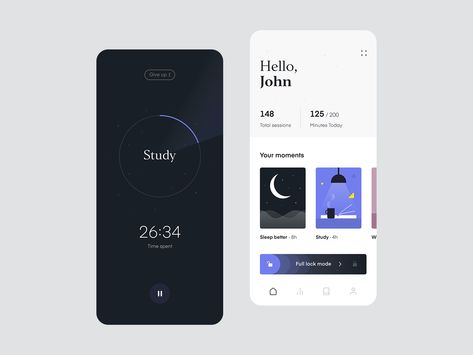 Stay Focused App - Monitor your time by Lorenzo Dolfi Goal App, Focus App, Focus Studying, Mobile Design Inspiration, Long Term Goals, Meditation Apps, Ux Design Inspiration, Time Design, App Ui Design