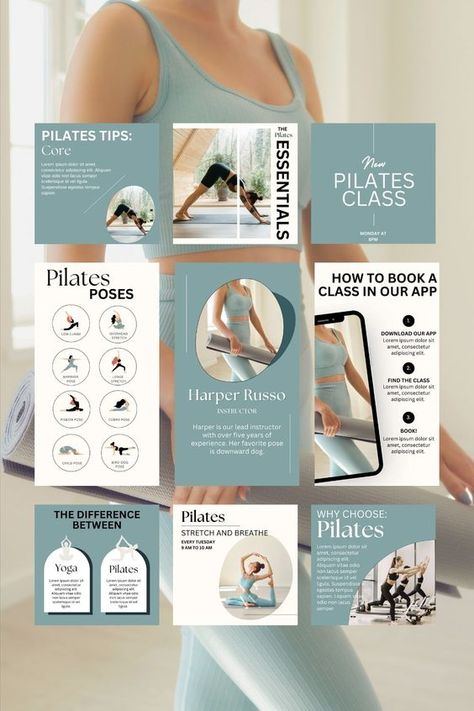 100 Pilates Templates | Pilates Posts and Reels | Pilates Canva Templates | Minimalistic Wellness #InstagramReelsTemplate #instagramreeltemplatefree #instagramreeltemplateaesthetic Pilates Social Media, Pilates Business, Podcast Instagram, Business Model Canvas, Coach Instagram, Ebook Design, Motion Design Animation, Pilates Studio, Latest Instagram