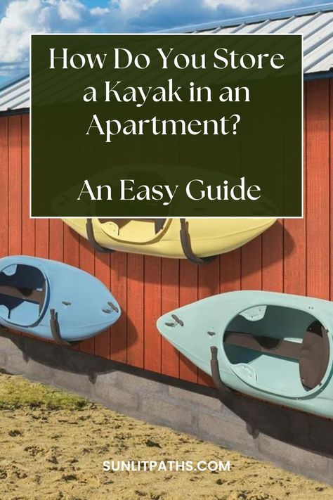 No garage, no problem! Learn clever ways to store your kayak in your apartment. #kayaking #apartments #smallspaces #storage #kayakstorage Stud Finder, Kayak Storage, Apartment Storage, Kayak Rack, Compact Living, Ceiling Hanging, Vertical Storage, Wooden Beams, Wall Storage