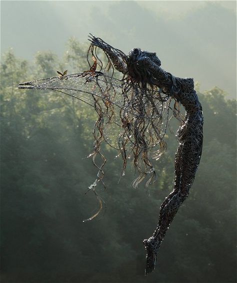 Fantasy fairies wire sculptures Fairy Art, Robin Wight, Fantasy Wire, 얼굴 드로잉, Sculpture Metal, Wow Art, Wire Sculpture, Sculpture Installation, Sculptures & Statues