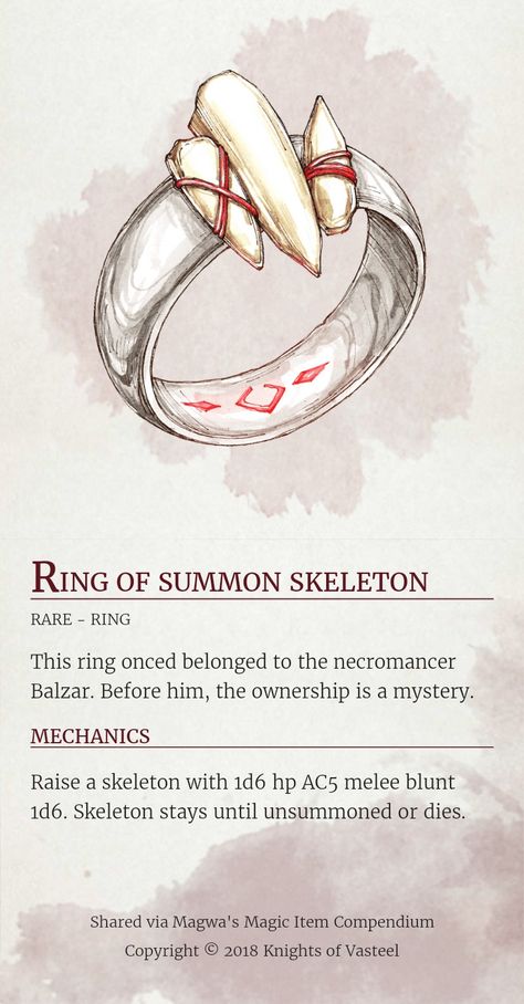 Dnd Non Magical Items, Dnd Items Magic, Dnd Necromancer Items, Dnd Magic Rings, D&d Items, Dnd Ring, Item Rpg, Dnd Rings, Dnd Artifacts