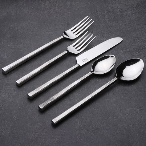 Inox Jason Design 20-piece Nascent Steel Flatware Set - Bed Bath & Beyond - 17237323 Copper Flatware, Housewares Design, Flatware Design, Black Flatware, Table Knife, Salad Serving Set, Chin Length, Urban Industrial, Cheese Knives