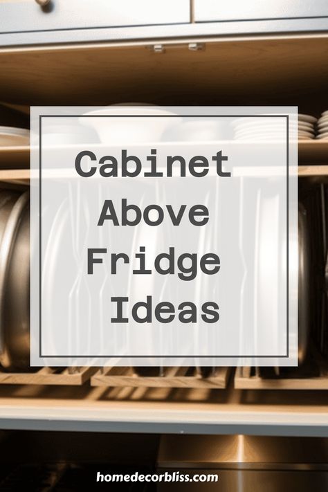 Explore creative and practical ideas for utilizing the cabinet space above your fridge. Maximize storage potential with innovative solutions to keep your kitchen organized and stylish. From pull-out shelves to decorative accents, discover ways to make the most of this often overlooked area in your home. Elevate both functionality and design in your kitchen with these cabinet above fridge ideas. Fridge Upper Cabinet, Bridge Cabinet Over Fridge, Refrigerator Area Ideas, Above Refrigerator Cabinet Organization, Cabinet Over The Fridge, Top Of Fridge Cabinet Ideas, Cupboards Around Refrigerator, Cabinets Above Stove Ideas, Above Refrigerator Shelves