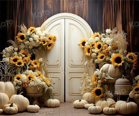 Fall Church Decorations, Baby Dedication Party, Autumn Window Display, Fall Backdrops, Brick Backdrops, Fabric Edging, Garden Backdrops, Pile Fabric, Stage Decor