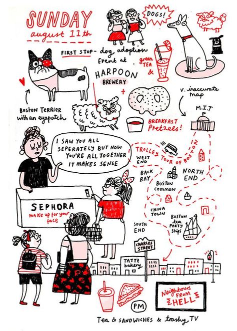 Dog Adoption Event, Gemma Correll, Doodle Diary, Illustration Journal, Funny Monsters, Minimalist Drawing, Sketch Notes, Funny Illustration, Sketchbook Journaling