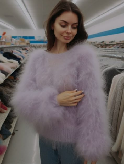 Fuzzy Sweater Outfit, Mohair Sweaters, Fuzzy Mohair Sweater, Pull Mohair, Soft Sweaters, Angora Sweater, Fluffy Sweater, Mohair Cardigan, Pretty Bags