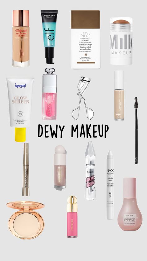 #makeup #beauty #dewy Dewy Skin Makeup Products, Dewy Makeup Look Products, Best Dewy Makeup Products, Dewey Makeup Products, Dewy Makeup Routine, How To Get Dewy Makeup, Dewy Makeup Products, Natural Dewy Makeup Look, Glowy Makeup Products