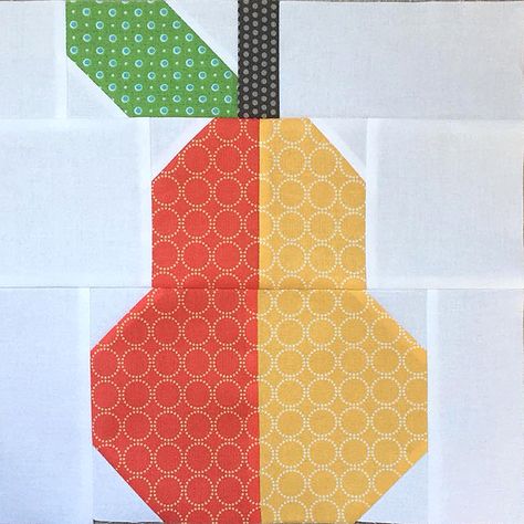 New fall quilt patterns by Nadra Ridgeway of ellis & higgs. The Pear quilt block is one of nine autumn inspired designs that are perfect to include into your seasonal quilt projects! The finished sizes are 12" and 6" square and the patterns are fun and easy to make! Each pattern contains diagramed step-by-step instructions for the single blocks & requirements for a lap size quilt and mini quilt. Patchwork, quilting, sewing, fall crafts, DIY, Thanksgiving, Halloween. Fall Quilt Patterns, Fall Quilt, Patchwork Blocks, Pineapple Quilt, Appliqué Quilts, Farm Quilt, Quilting Designs Patterns, Quilt Block Patterns Free, Quilt Square Patterns