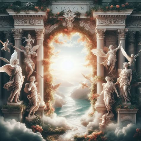 Athena Background, Olympus Background, Zeus Background, Mythology Background, Olympus Tattoo, Bronze Background, Stairs To Heaven, Cd Cover Design, Church Backgrounds