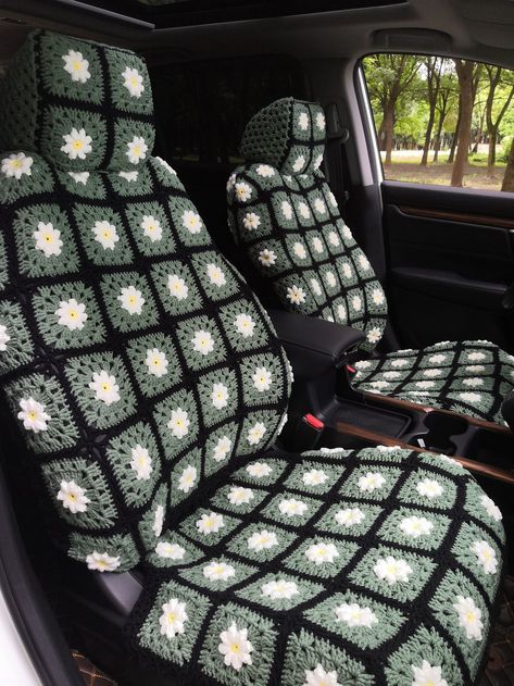 Car Seat Covers,Handmade Crochet daisy Seat covers,Car Front Seat Headrest Covers Car Accessories Set,Car Decor Covers,Cute Wheel Cover Gift -  #accessories #Car #cover #Covers #coversCar #CoversCute #CoversHandmade #Crochet #Daisy #decor #Front #gift #Headrest #Seat #SetCar #Wheel Car Seat Covers Crochet, Aesthetic Car Seat Covers, Crochet Seat Covers For Car, Car Seat Crochet, Seat Covers For The Car, Crochet Seat Cover, Crochet Chair Cover, Cute Seat Covers, Car Seat Cover Design