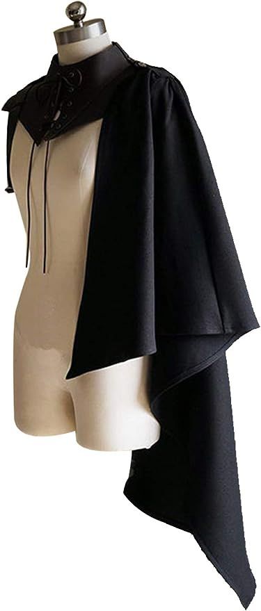 Amazon.com: Mens Medieval Steampunk Shawl Renaissance Single Shoulder Cape Costume Cosplay Victorian Half Cape Black : Clothing, Shoes & Jewelry Hsr Oc, Half Cape, Medieval Fantasy Clothing, Tiefling Rogue, Medieval Steampunk, Knight Outfit, Ren Faire Outfits, Medieval Cosplay, Fantasy Clothes