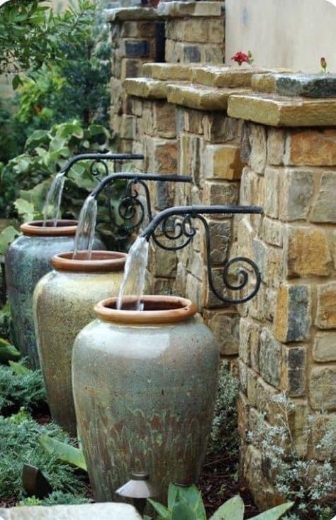 Space Decorations, French Country Garden Decor, Garden Seating Area, Country Garden Decor, French Country Garden, Outdoor Fountain, Garden Water, Water Fountains, Water Features In The Garden