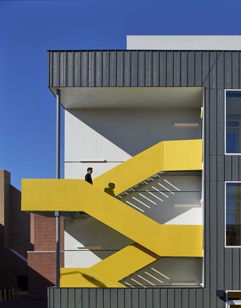 Gallery of Mundo Verde Bilingual Public Charter School / Studio Twenty Seven Architecture. Studio Twenty Seven, Stair Design Architecture, Building Stairs, Arsitektur Masjid, Exterior Stairs, Stairs Architecture, Studios Architecture, Stair Case, Interior Stairs