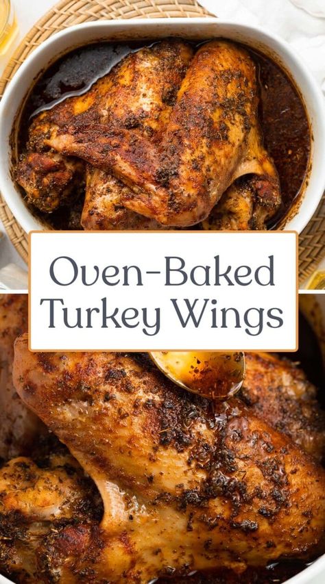 The BEST Baked Turkey Wings - 40 Aprons Turkey Wing Recipes Baked, Oven Baked Turkey Wings, Best Baked Turkey, Oven Baked Turkey, Bake Turkey Wings Recipe, Smothered Turkey, Wings Recipe Baked, Baked Turkey Wings, Easy Turkey Recipes