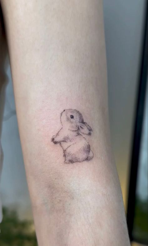 Simplistic Bunny Tattoo, Bunny Floral Tattoo, 2 Rabbits Tattoo, Cute Ankle Tattoos Small, Cute Minimalistic Tattoos, Cute Animal Tattoos For Women, Bunny Paw Tattoo, Dainty Bunny Tattoo, Bunny Memorial Tattoo