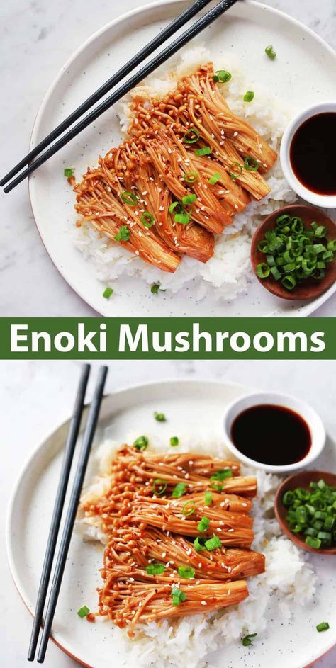 Enoki Mushrooms - A Beautiful Mess Enoki Mushroom Recipe, Enoki Mushrooms, Homemade Ramen, Mushroom Recipe, Mushroom Burger, Dumplings For Soup, A Beautiful Mess, Beautiful Mess, Eating Raw