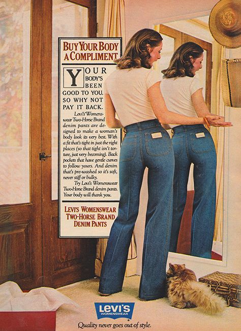 March 1974. ‘You love being carefree, right? Go for some smoothly styled pants in a neutral tone that’ll go with all you’re togs.’ Denim Ads, Patti Hansen, Horse Collection, Horse Brand, 60s 70s Fashion, Lauren Hutton, 70s Inspired Fashion, Jeans Wide, Retro Photo