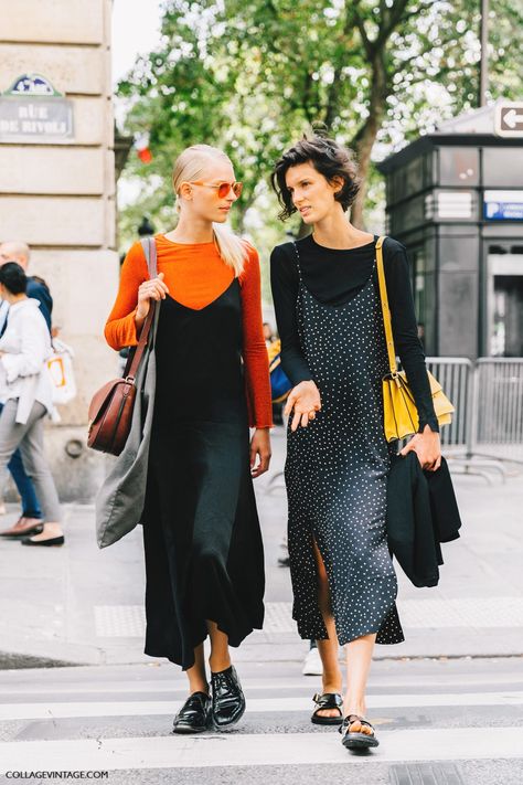 Slip Dress Outfit, Skandinavian Fashion, Friday Outfit, Guy Laroche, Paris Fashion Week Street Style, Collage Vintage, Stil Inspiration, Looks Street Style, Street Style Paris