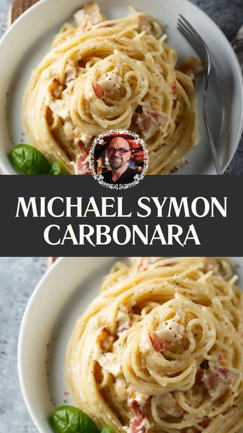 Michael Symon Carbonara Carbonara Pasta No Egg, Pastina Carbonara, Authentic Carbonara Recipe, Carbonara Pasta Authentic, Sausage Carbonara Pasta, Pasta Carbonara Recipe Authentic, Michael Symon Recipes, Best Carbonara Recipe, Pasta With Egg