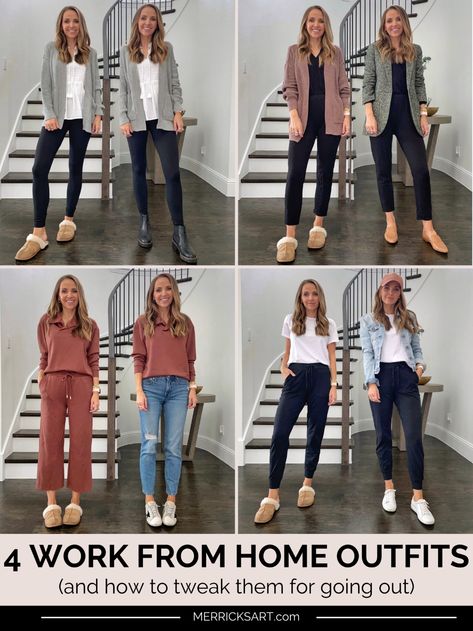 Work To Casual Outfits, Cozy Work Outfit Casual, Cozy Outfit Work, Wear At Home Outfits, Comfy Friday Work Outfit, Winter Work From Home Outfits For Women, Work From Home Outfit For Zoom, Best Work From Home Outfits, Women Work From Home Outfits