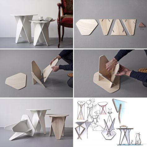 Small Furniture Ideas, Wedge Table, Simple Furniture Design, Cnc Furniture Plans, Furniture Apartment, Compact Furniture, Plywood Projects, Cnc Furniture, Innovative Furniture