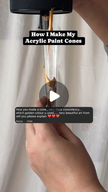 Namira Baig on Instagram: "This is how I Make my Acrylic Paimt Cones. Please do check out my Highlights section “Supplies” to check what brands of Golden Paint I use in the cones. DM if you have any further questions! 
.
.
.
.
.
.
.
.
.
.
.
.
.
.
.
.
.
#arttutorials #learnartonline #texturepainting #texturedartist #mandalartist #mandalalovers #therapeuticart 
.
.
.
.
.
(Home décor diaries, wall decor paintings, new art forms, mandala therapy, art therapy)" Acrylic Cone Painting, Mandala Therapy, Therapy Art, Decor Paintings, Golden Texture, Mandala Art Therapy, Therapeutic Art, Golden Painting, Texture Paste