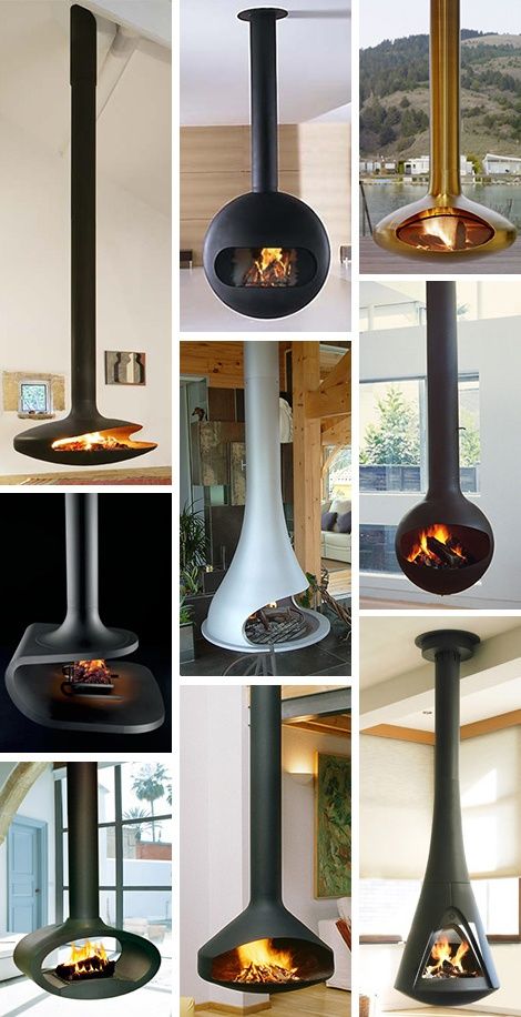 Ceiling Mounted Fireplaces – 9 coolest ceiling fireplace designs #HomeBuildersPhoenix Types Of Fireplaces, Ceiling Fireplace, Hanging Fireplace, Mounted Fireplace, Log Burner, Modern Fireplace, Wood Burner, House Architecture Design, Fireplace Design