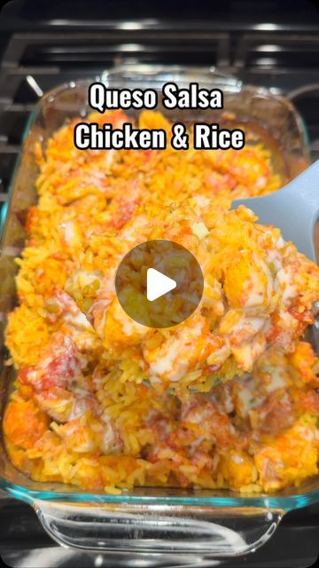 10K views · 1K likes | Katie Cross on Instagram: "Queso Salsa Chicken & Rice!! It was super easy to make and soo delicious!! 😋🔥 #food #queso #salsa #chicken #rice #onepotmeals #easyrecipe #quickrecipes" Queso Salsa Chicken And Rice Katie Cross, Spanish Rice Chicken And Queso, Fiesta Chicken And Rice Casserole, Salsa Con Queso Chicken Crockpot, Quest Salsa Chicken And Rice, Salsa Con Queso Chicken And Rice, Queso Mexican Chicken And Rice, Chicken And Spanish Rice Recipes, Queso Salsa Chicken And Rice