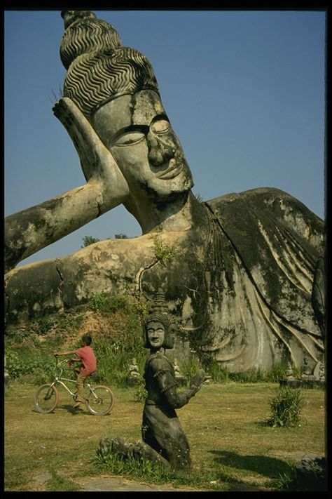 Famous Statues Reclining Buddha, Laos Big Statue, Famous Statues, Poseidon Statue, Zeus Statue, 18x24 Poster, Vientiane Laos, Gothic Statue, Reclining Buddha, Statue Tattoo