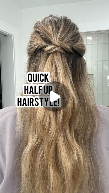 Lainey Ostrom on Instagram: "Quick half up! Yay or nay? - #halfuphalfdownbraids #twistedhairstyle #twistedhair #halfupdo #hairupdostyle #hairupdos #hairreelsofinstagram" Half Up Half Down Hair Tutorial, Quick Messy Bun, Half Bun Hairstyles, Easy Work Hairstyles, Easy Updos For Long Hair, Half Up Bun, Half Updo Hairstyles, New Year Hairstyle, Twisted Hair