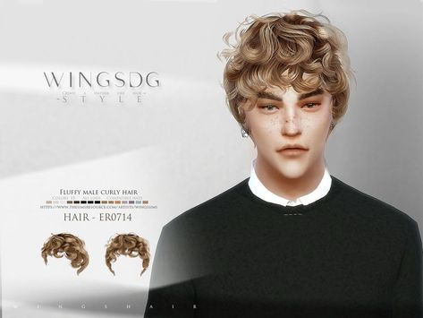 The Sims Resource - Fluffy male curly hair ER0714 Sims 4 Cc Guy Hair Curly, Sims 4 Cc Male Lips Shape, Sims4 Cc Curly Hair Male, Sims Curly Hair Male, Sims 4 Cc Realistic Male Hair, Sims 4 White Male Hair, Sims 4 Cc White Hair Male, The Sims 4 Cc Male Hairstyles, Sims Cc Hair Male Curly