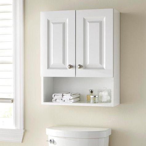 White Over Toilet Cabinet, Wall Mounted Cabinet Bathroom, Toilet Topper Cabinet, Cabinet On Top Of Toilet, Over The Toilet Cabinets, Small Toilet Cabinet, Medicine Cabinet Above Toilet, Cabinet Over Toilet Ideas Storage, Wall Cabinet For Bathroom