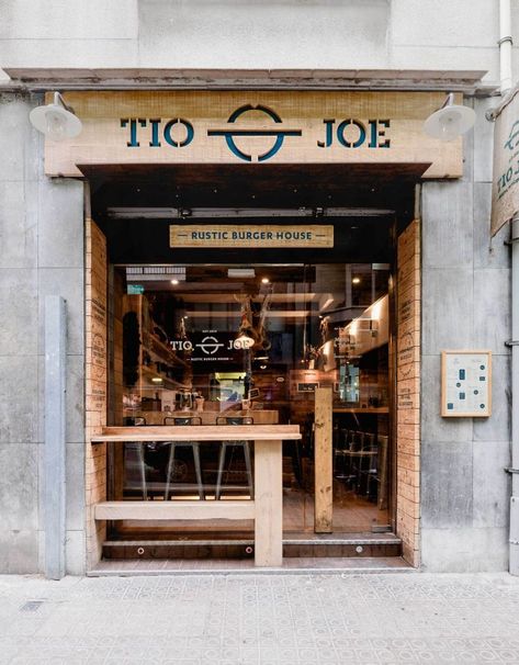 Tio Joe burger restaurant branding Mini Cafe, Small Coffee Shop, Small Cafe Design, Doner Kebab, Storefront Design, Cafe Shop Design, Burger Restaurant, Small Cafe, Coffee Shops Interior