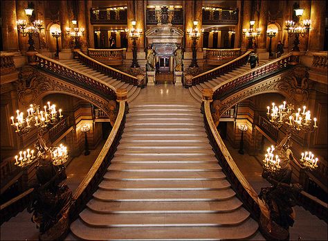 I still have yet to see an opera :( Magical Architecture, Castle Ballroom, Paris Opera House, Chateau Versailles, Stair Steps, Stairway To Heaven, Grand Staircase, Paris Photos, Grand Entrance