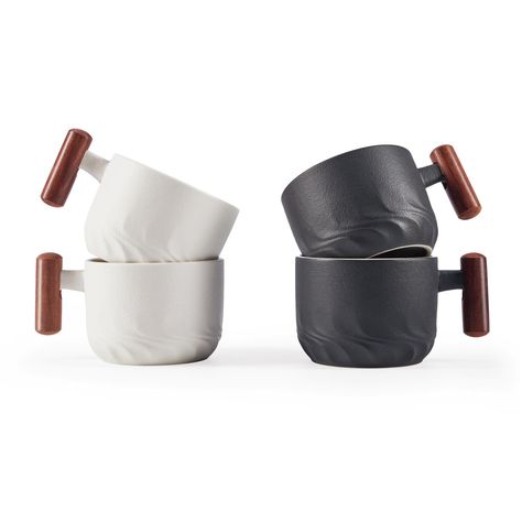 PRICES MAY VARY. Espresso mugs are unique gifts for any coffee lover; These ceramic espresso cups with wood handles are made of earthenware clay and glazed with a glossy finish inside With their simple design, these double espresso cups offer endless styling options; Slender lines give each a minimal look while wooden handle provides texture; Use it to serve tea or coffee The space between wood handle and porcelain coffee cup is just right to fit your fingers; Wooden handle is smooth and easy to Coffee Cups Unique, Espresso Mugs, Small Tea Cups, Small Coffee Cups, Shot Cups, Double Espresso, Green Cups, Espresso Shot, Espresso Cups Set