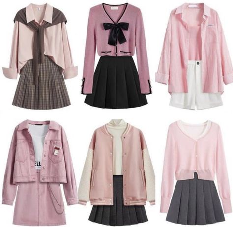 Pink Clothing, Style Kawaii, Korean Casual Outfits, Black Outfits, Pink Outfits, Kpop Fashion Outfits, Fashion Design Clothes, And Dresses, Teenage Fashion Outfits