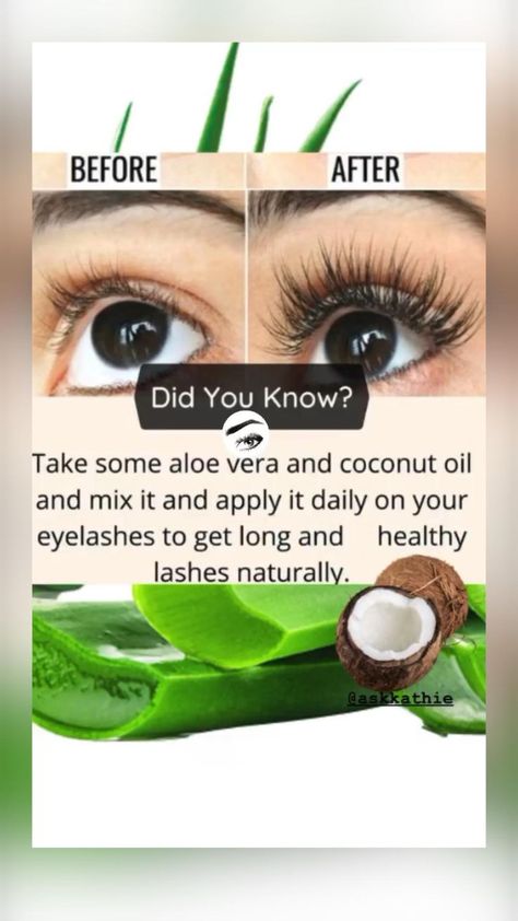 Aloe + Coconut Oil To Grow Longer, Thicker Eyelashes in 2022 How To Grow Eyelashes, Natural Skin Care Remedies, Natural Face Skin Care, Lash Growth, Routine Tips, Good Skin Tips, Homemade Products, Beauty Tips For Glowing Skin, Thicker Eyelashes