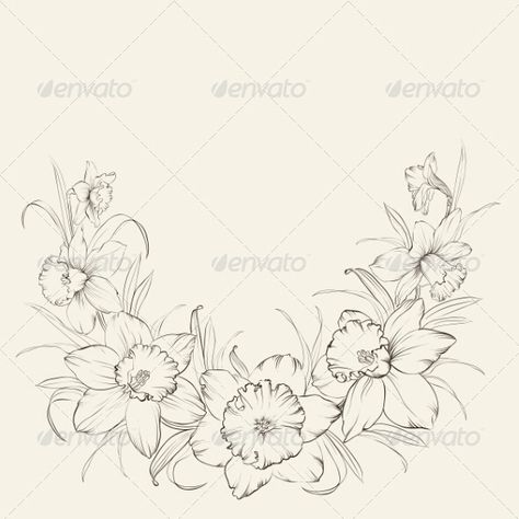 Daffodil Tattoo Design, Arlo Tattoo, Narcissus Tattoo, Narcissus Flower Tattoos, Narcissus Flowers, Daffodil Tattoo, Narcissus Flower, Birth Flower Tattoos, Flowers Tattoo