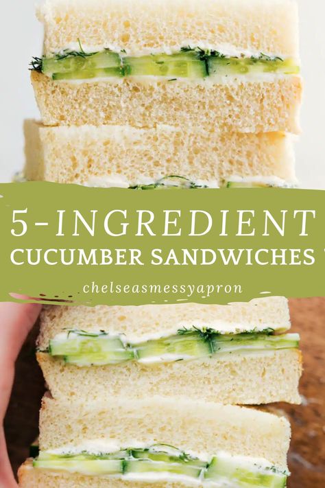 Cucumber Sandwiches with seasoned cream cheese and crisp cucumbers on soft, white bread are perfect for luncheons, tea times, brunches, parties, or showers. Only 5 ingredients! #lunch #best #quick #easy #simple #treat #teatimes #cucumber #sandwiches Cucumber Sandwiches No Mayo, Cucumber Dill Cream Cheese Sandwiches, Cucumber Mint Sandwiches, Cold Cucumber Sandwiches, Simple Cucumber Sandwiches, Sandwich With Cucumber, Indian Cucumber Sandwiches, Cucumber Sandwiches Southern Living, The Best Cucumber Sandwiches