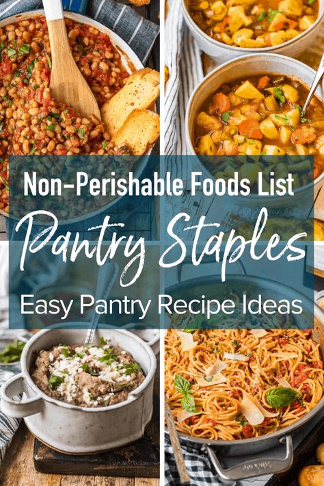 Stock up on these non-perishable food items and pantry staples so you are always well-prepared for the unexpected. Plus get a few pantry recipes ideas and tips for easy meals without fresh foods. #thecookierookie Best Easy Chili Recipe, Pantry Basics, Pantry Recipe, Pantry Meals, Non Perishable Foods, Pantry Recipes, Homemade Salsa Recipe, Grandma's Recipes, Non Perishable